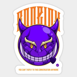 Violet Evil Emoji With Funny Text Smiling Smirking Grinning Sticker